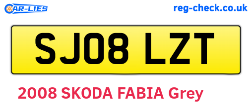 SJ08LZT are the vehicle registration plates.