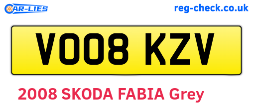 VO08KZV are the vehicle registration plates.