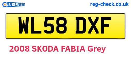 WL58DXF are the vehicle registration plates.