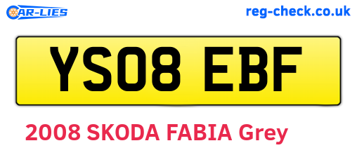 YS08EBF are the vehicle registration plates.
