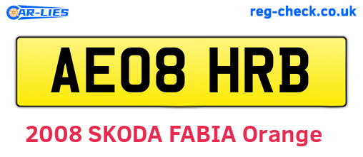 AE08HRB are the vehicle registration plates.