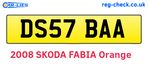 DS57BAA are the vehicle registration plates.