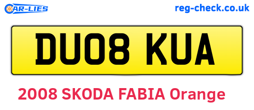 DU08KUA are the vehicle registration plates.