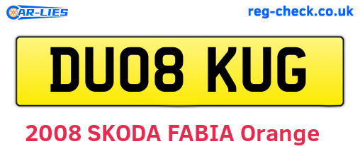 DU08KUG are the vehicle registration plates.