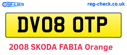 DV08OTP are the vehicle registration plates.