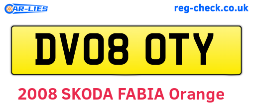 DV08OTY are the vehicle registration plates.