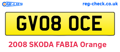 GV08OCE are the vehicle registration plates.
