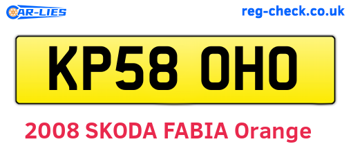 KP58OHO are the vehicle registration plates.