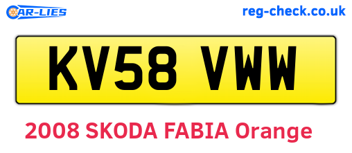 KV58VWW are the vehicle registration plates.