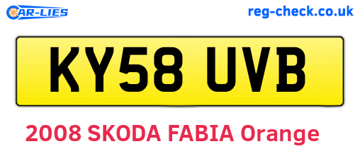 KY58UVB are the vehicle registration plates.