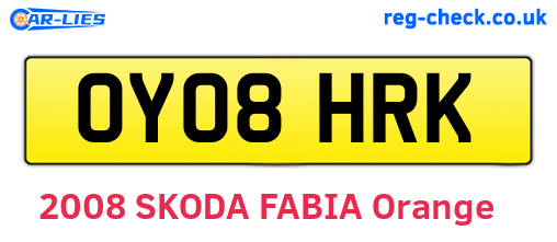 OY08HRK are the vehicle registration plates.