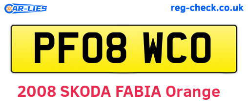 PF08WCO are the vehicle registration plates.