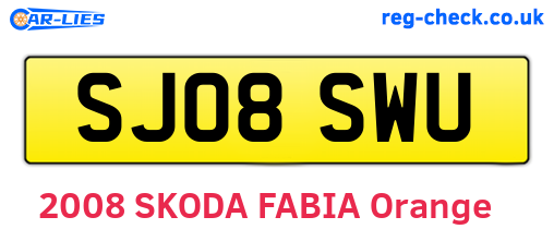 SJ08SWU are the vehicle registration plates.