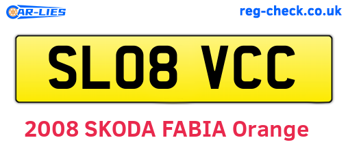 SL08VCC are the vehicle registration plates.