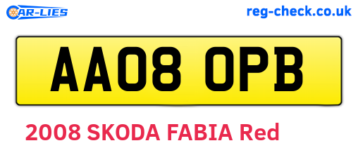 AA08OPB are the vehicle registration plates.