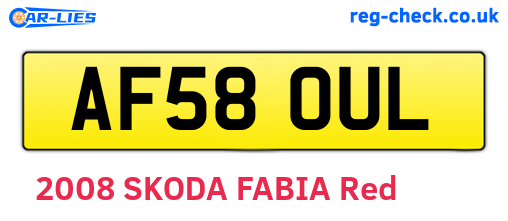 AF58OUL are the vehicle registration plates.
