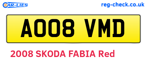 AO08VMD are the vehicle registration plates.