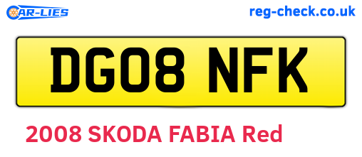 DG08NFK are the vehicle registration plates.