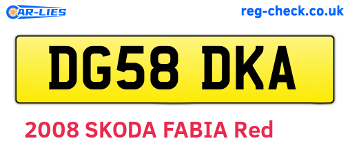 DG58DKA are the vehicle registration plates.