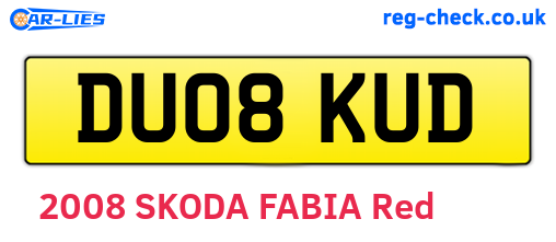 DU08KUD are the vehicle registration plates.