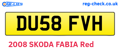 DU58FVH are the vehicle registration plates.