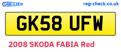 GK58UFW are the vehicle registration plates.