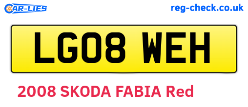 LG08WEH are the vehicle registration plates.