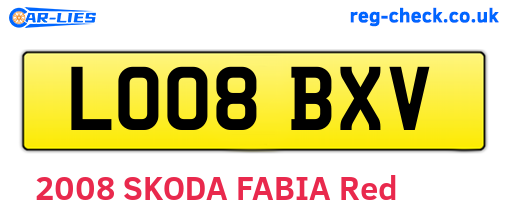 LO08BXV are the vehicle registration plates.