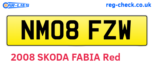 NM08FZW are the vehicle registration plates.