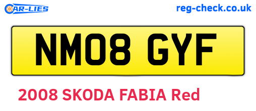 NM08GYF are the vehicle registration plates.