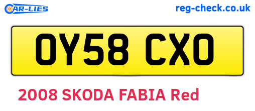 OY58CXO are the vehicle registration plates.