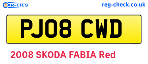 PJ08CWD are the vehicle registration plates.