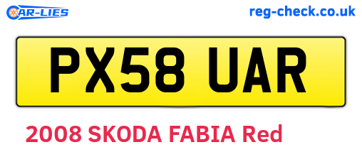 PX58UAR are the vehicle registration plates.