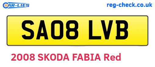 SA08LVB are the vehicle registration plates.