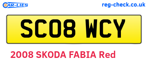 SC08WCY are the vehicle registration plates.