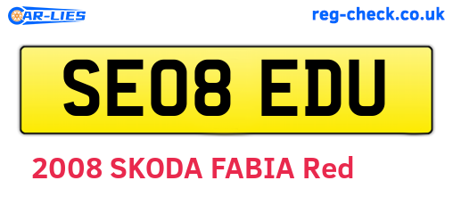 SE08EDU are the vehicle registration plates.