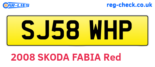 SJ58WHP are the vehicle registration plates.