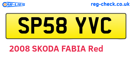 SP58YVC are the vehicle registration plates.