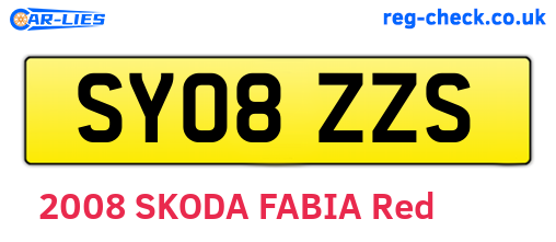 SY08ZZS are the vehicle registration plates.