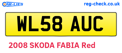 WL58AUC are the vehicle registration plates.