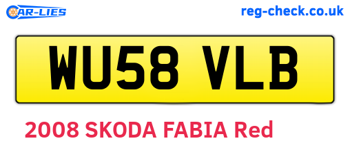 WU58VLB are the vehicle registration plates.