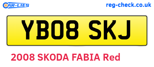YB08SKJ are the vehicle registration plates.