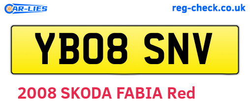 YB08SNV are the vehicle registration plates.