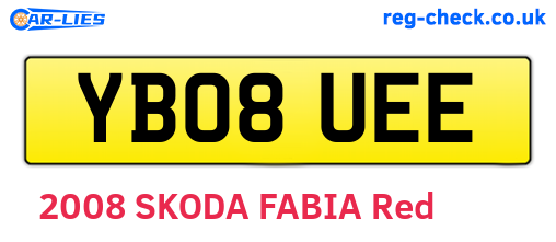 YB08UEE are the vehicle registration plates.