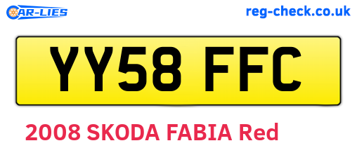 YY58FFC are the vehicle registration plates.