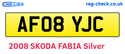 AF08YJC are the vehicle registration plates.