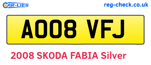 AO08VFJ are the vehicle registration plates.