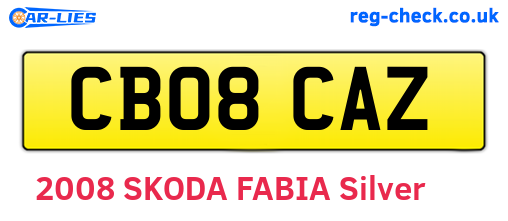 CB08CAZ are the vehicle registration plates.