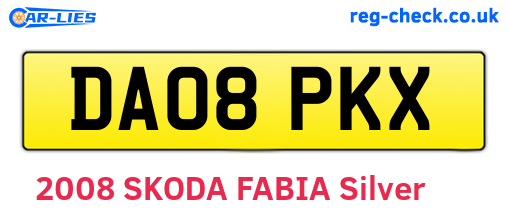 DA08PKX are the vehicle registration plates.