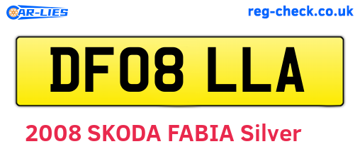 DF08LLA are the vehicle registration plates.